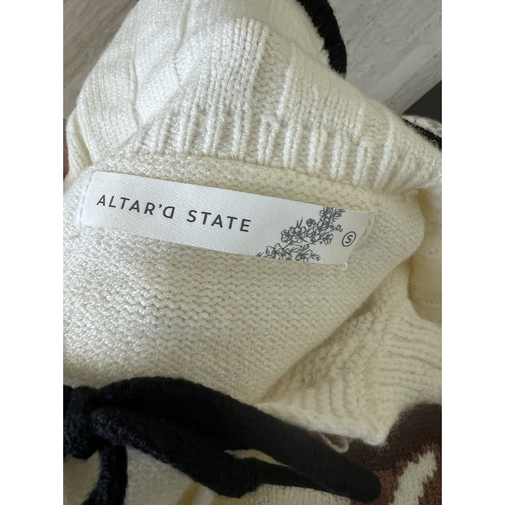 Altar'd State Horse Print Western Cardigan Sweater Cream Equestrian Ranch Size S - Picture 3 of 6